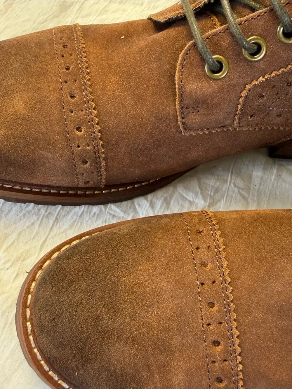 Aston Grey Kongal Men's sz9.5 Brown Suede Leather Cap-Toe Lace-Up AnkleBoots NEW